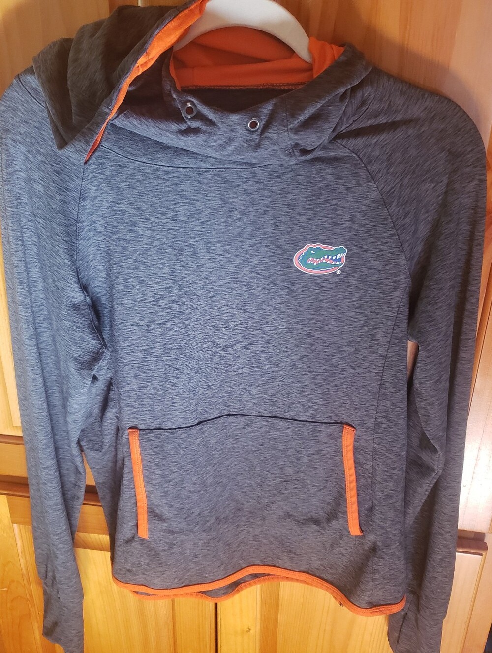 Men's Heather Gray Performance Hoodie with Orange Trim
